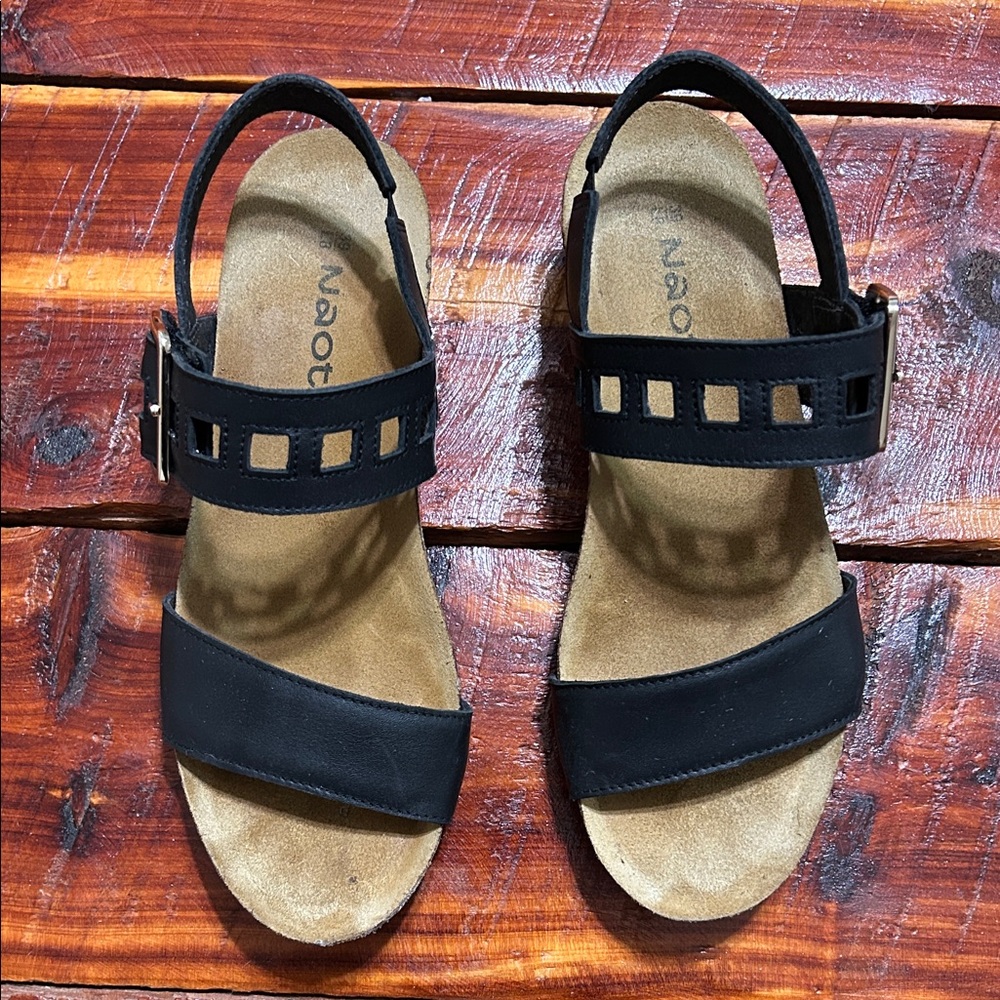 Naot Black Women's Slingback Sandals with Cutout Strap